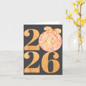 Carte Happy New Year 2026 Disco Ball Coquette Bow New Ye (Fleur jaune)