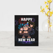 Carte Happy New Year 2026 Funny Kids Bigfoot Lovers Part (Fleur jaune)