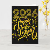 Carte Happy New Year 2026 Funny New Years Eve Party Men  (Fleur jaune)