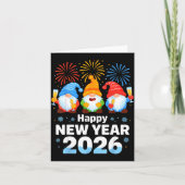 Carte Happy New Year 2026 Gnome With Fireworks And Champ (Devant)