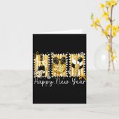 Carte Happy New Year 2026 Gold Coquette Bow Disco Ball C (Fleur jaune)