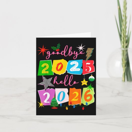 Carte Happy New Year 2026 Goodbye 2025 Hello 2026  (Devant)