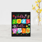 Carte Happy New Year 2026 Goodbye 2025 Hello 2026  (Fleur jaune)