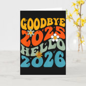 Carte Happy New Year 2026 Goodbye 2025 Hello 2026 (Fleur jaune)