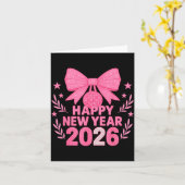 Carte Happy New Year 2026 Nk Bow Coquette Family  (Fleur jaune)