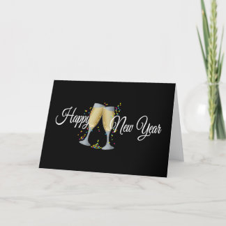 Carte Happy New Year Champagne & Confetti New Year Cards