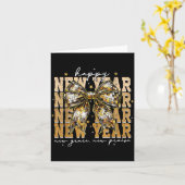 Carte Happy New Year Coquette Bow New Year New Grace New (Fleur jaune)
