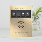 Carte Happy New Year Corporate Business Logo Gold (Debout devant)
