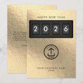 Carte Happy New Year Corporate Business Logo Gold (Devant / Derrière)