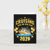 Carte Happy New Year Cruise 2026 Party Trip Cruising Int (Fleur jaune)