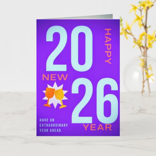 Carte Happy New Year Greeting Card – Festive Holiday (Fleur jaune)
