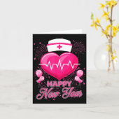 Carte Happy New Year Nurses Heartbeat New Years Eve Part (Fleur jaune)