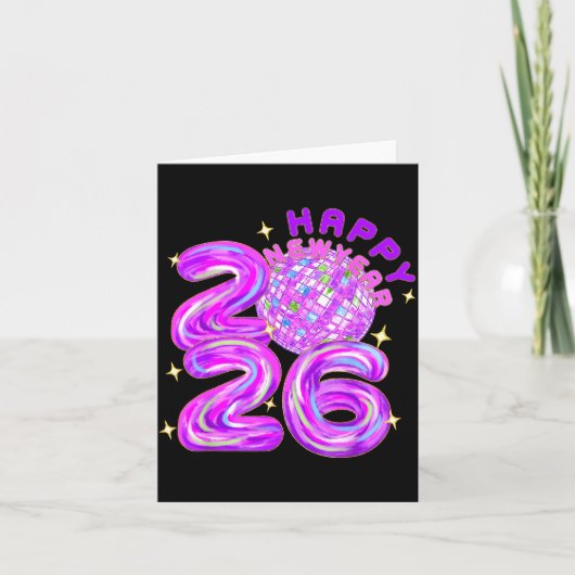 Carte Happy New Year Party 2026 Ballon Family Matching M (Devant)