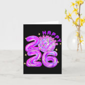 Carte Happy New Year Party 2026 Ballon Family Matching M (Fleur jaune)
