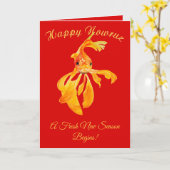 Carte Happy Nowruz Persian New Year Goldfish Isolated (Fleur jaune)