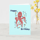 Carte Happy Octopus Happy Birthday (Fleur jaune)