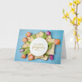 Carte Happy Passover Card with Tulips & Matzo | Modern (Fleur jaune)