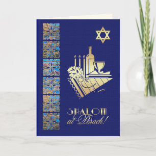 Carte Happy Passover Star of David et Seder Table Icons