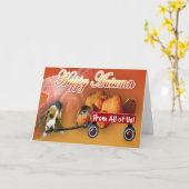 Carte Happy patchs citrouille d'automne Dog & Cat wagon  (Fleur jaune)