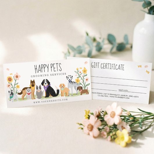 Carte Happy Pet Animal Care Grooming Gift Certificate