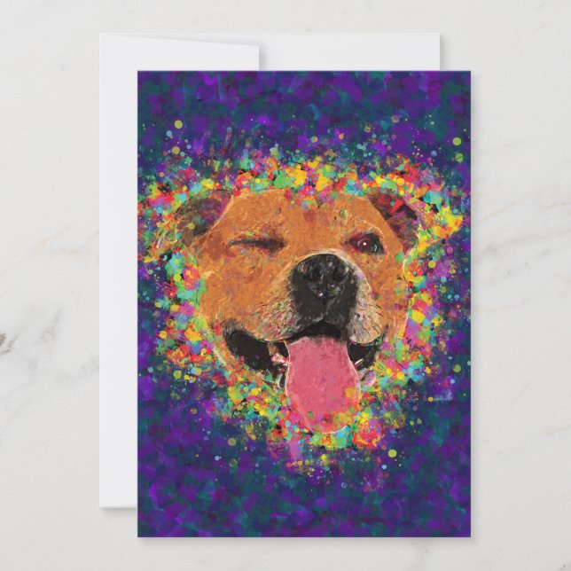 Carte Happy Pit Bull 5" x 7" Imprimer sur Cardstock (Devant)