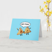 Carte Happy Purim Cute Smiling Hamentaschen Cartoon (Fleur jaune)