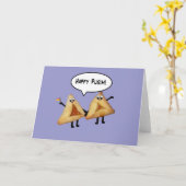 Carte Happy Purim Cute Smiling Hamentaschen Cartoon (Fleur jaune)