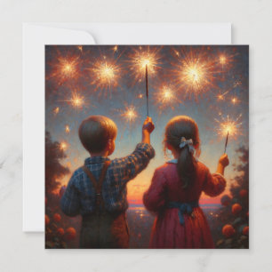 Carte Happy Quatrième Enfants avec Sparklers Personnalis