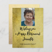 Carte Happy Retirement Simple Gold Black Insertion Photo (Devant / Derrière)