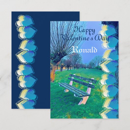 Carte Happy Romantique Valentine Sweeping Heart Aquarell (Devant / Derrière)