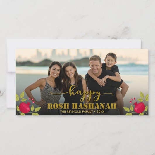 Carte Happy Rosh Hashanah Luxury Gold Script Photo (Devant)