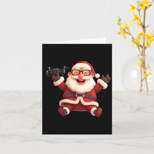 Carte Happy Santa Claus With Drone For Lots And Drones L (Fleur jaune)