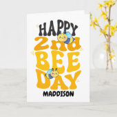 Carte Happy Second Bee Day Birthday Honey Bee (Fleur jaune)