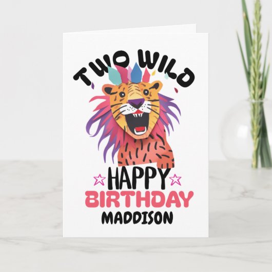 Carte Happy Second Two Wild Safari Themed 2nd Birthday (Devant)