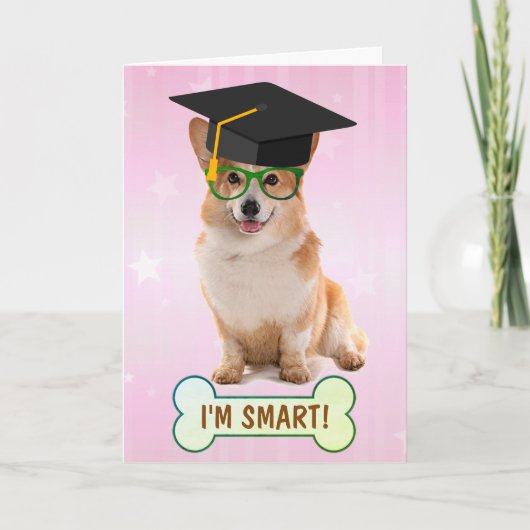 Carte Happy Smart Corgi Graduation (Devant)