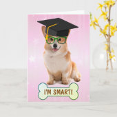 Carte Happy Smart Corgi Graduation (Fleur jaune)