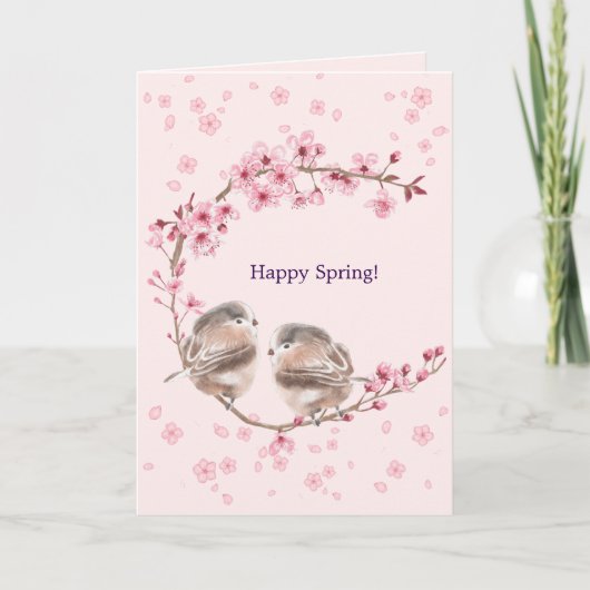 Carte Happy Spring! 桜とかわいいすずめの春のあいさつ♡ (Devant)
