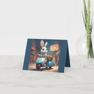 Carte Happy Spring Bunny on a Scooter