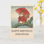 Carte Happy Squirrel Matsumoto Hoji Style Birthday (Fleur jaune)