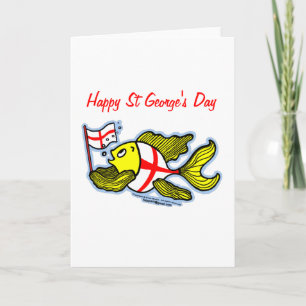 Carte Happy St Georges Day fun cartoon english flag fish