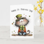 Carte Happy St. Patrick’s Day Cat - Kitty Greetings (Fleur jaune)