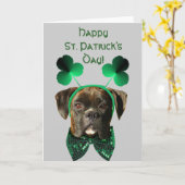 Carte Happy St. Patrick's Day Boxer greeting card (Fleur jaune)