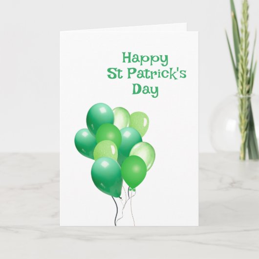 Carte Happy St Patricks Day Green Balloon Fun Typography (Devant)