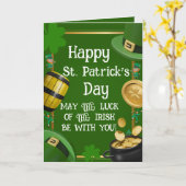 Carte Happy St. Patrick's Day - Irish Blessing & Ornate (Fleur jaune)