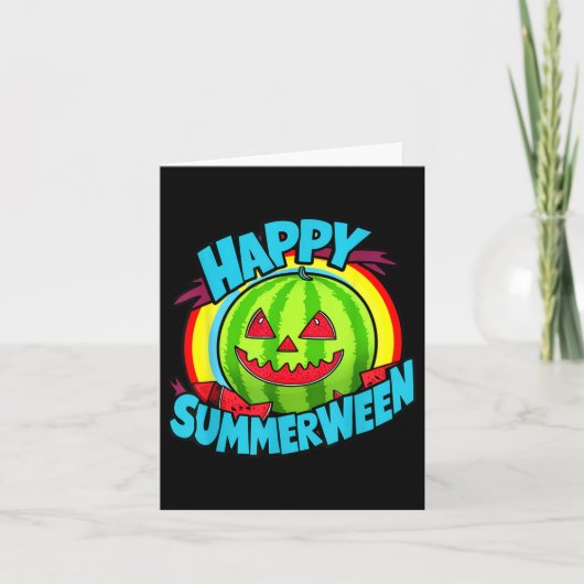 Carte Happy Summerween Watermelon été Jack-o-lanterne (Devant)