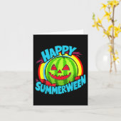 Carte Happy Summerween Watermelon été Jack-o-lanterne (Fleur jaune)