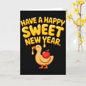 Carte Happy Sweet New Year Goose Cookie Rosh Hashanah (Fleur jaune)