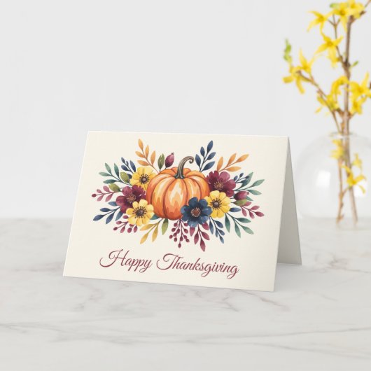 Carte Happy Thanksgiving (Fleur jaune)