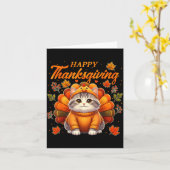 Carte Happy Thanksgiving Cat Turkey Day Autumn Fall Men (Fleur jaune)