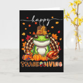 Carte Happy Thanksgiving Frog Costume Turkey Fall Leaves (Fleur jaune)